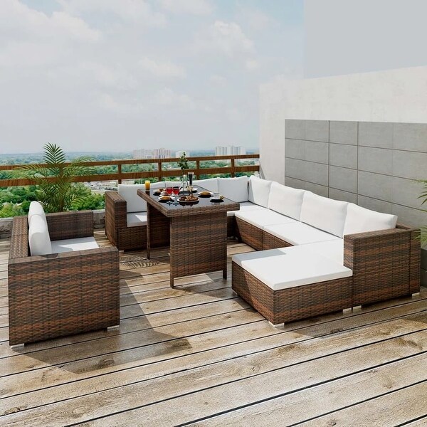 10 piece rattan garden furniture