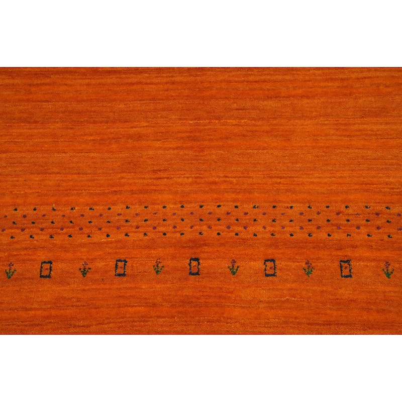 Hand Knotted Oriental 100% Wool Carpet Tribal Animal Pictorial Oranges & Rust Gabbeh Area Rug - 7' 8'' X 5' 2''