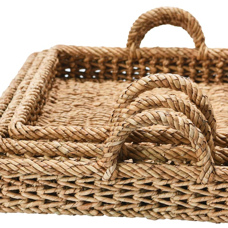 S/3 Decorative Water Hyacinth Tray