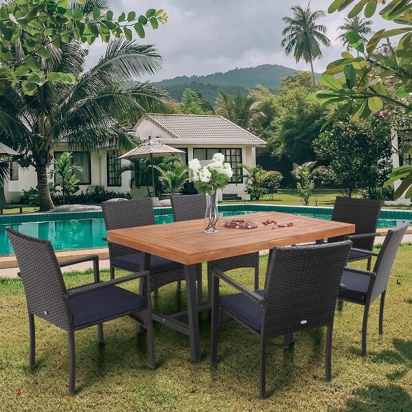 Shop MFSTUDIO Seats up to 6 Patio Dining Set Acacia Wood/Rattan 6