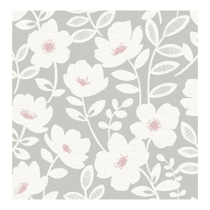 Brewster Bergman Pink Scandi Flower Wallpaper - 20.5 x 396 x 0.025