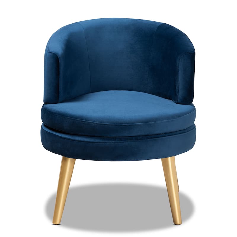 Baptiste Glam and Luxe Velvet and Gold Finished Wood Accent Chair