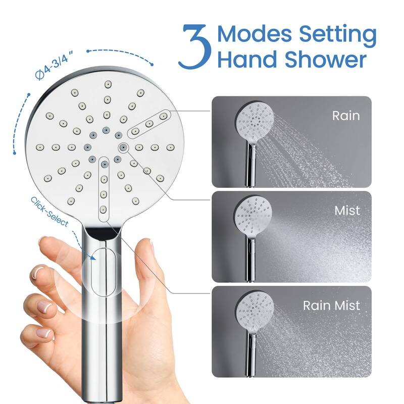 Pressure Balanced Ceiling Mounted 3-Function Shower System with Rough In Valve