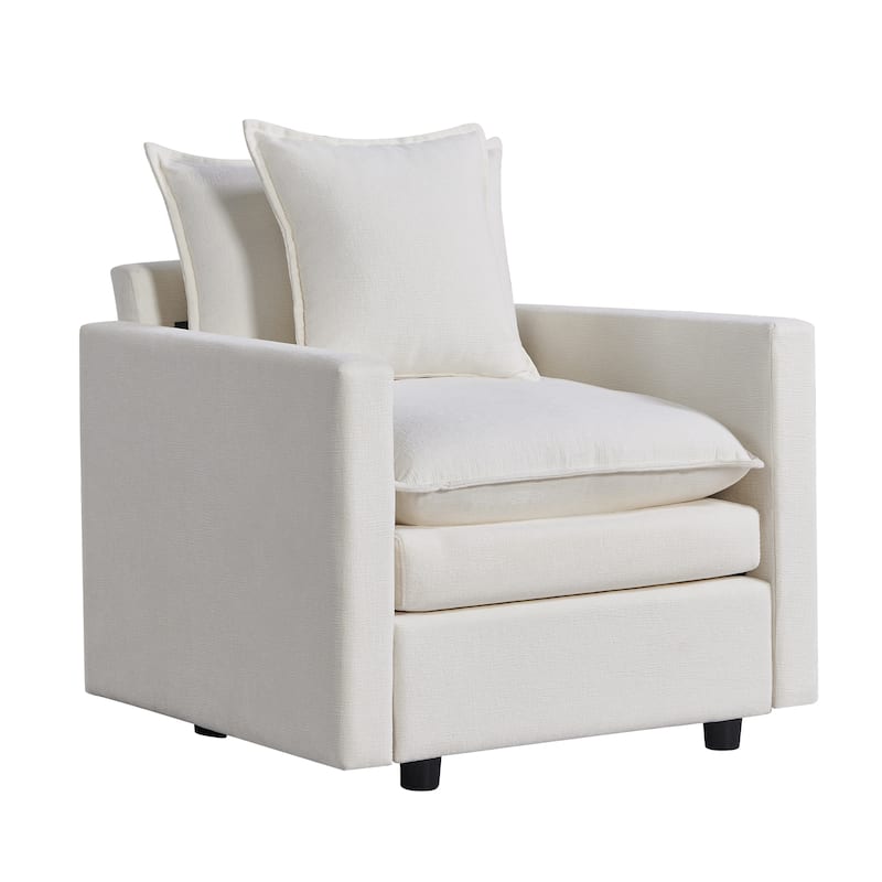 Chenille Fabric Comfy Deep Single Seat Sofa Upholstered Reading Armchair Living Room