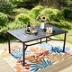 preview thumbnail 1 of 15, Outdoor Metal Dining Table Rectangle with Umbrella Hole for 6 People Black