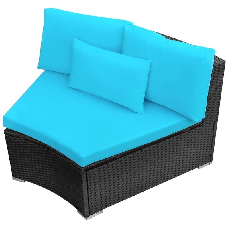 vidaXL Patio Furniture Set 13 Piece Sectional Sofa with Cushions Poly Rattan - 173" x 86" x 26"