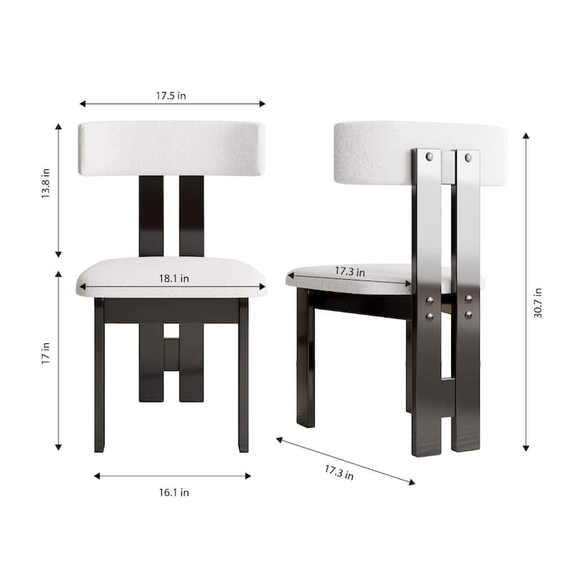 Set of 2 Modern Dining Chairs, Pure White Velvet Upholstery & Solid Wood Frame, Vertical Backrest Kitchen Chairs