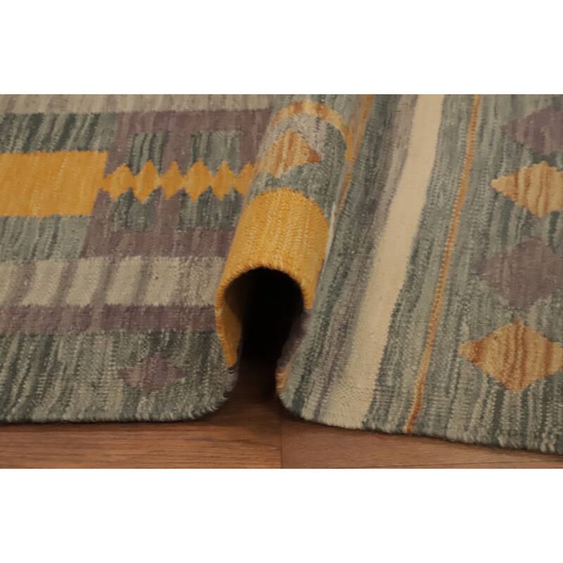 Hand Woven Oriental 100% Wool Carpet Southwestern Tribal Multi-Colored Kilim Runner Rug - 7' 9'' X 2' 0''