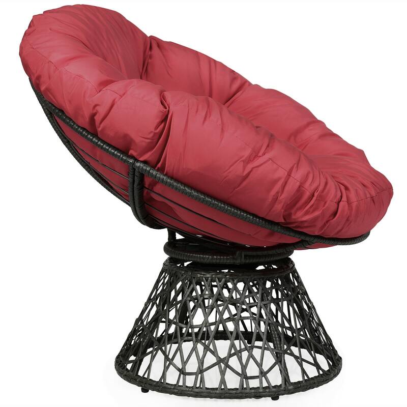 Costway Rattan Papasan Chair Ergonomic Chair 360-degree Swivel Soft