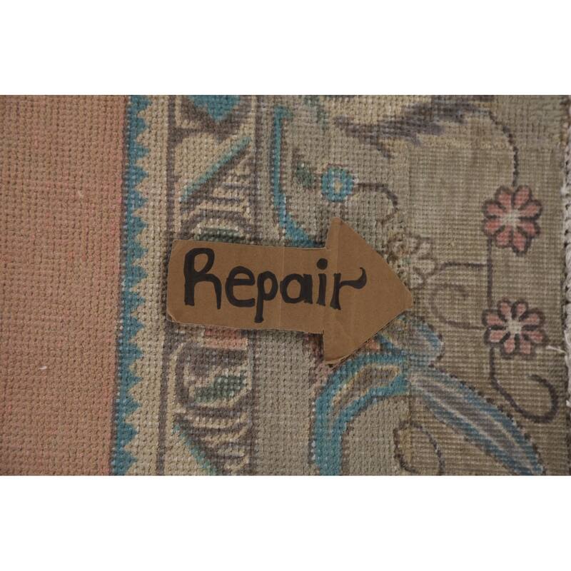 Hand Knotted Oriental 100% Wool Carpet Traditional Medallion Coral Tabriz Area Rug - 11' 11'' X 8' 8''