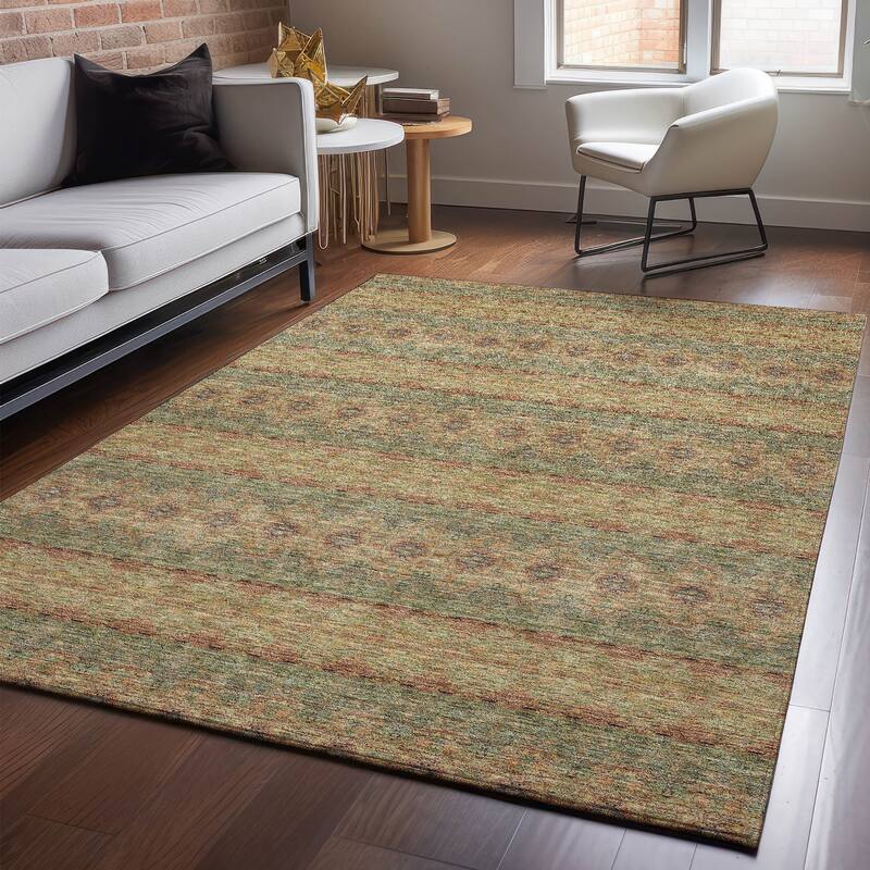 Premium Washable Super Soft Boho Stripes Mayfield Rug - Green - 10' x 14' - Rectangle