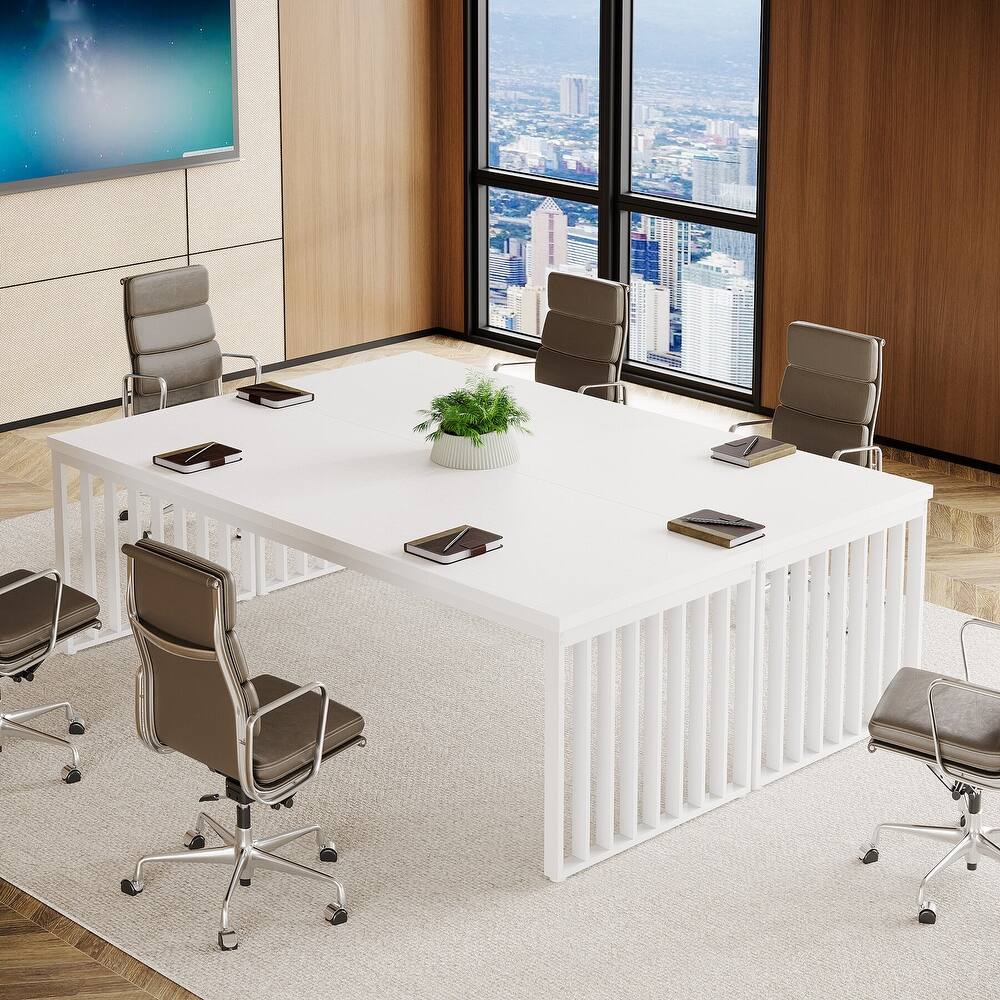 Small Conference Room Table for 4, Industiral Long Meeting Table - 2-pieces