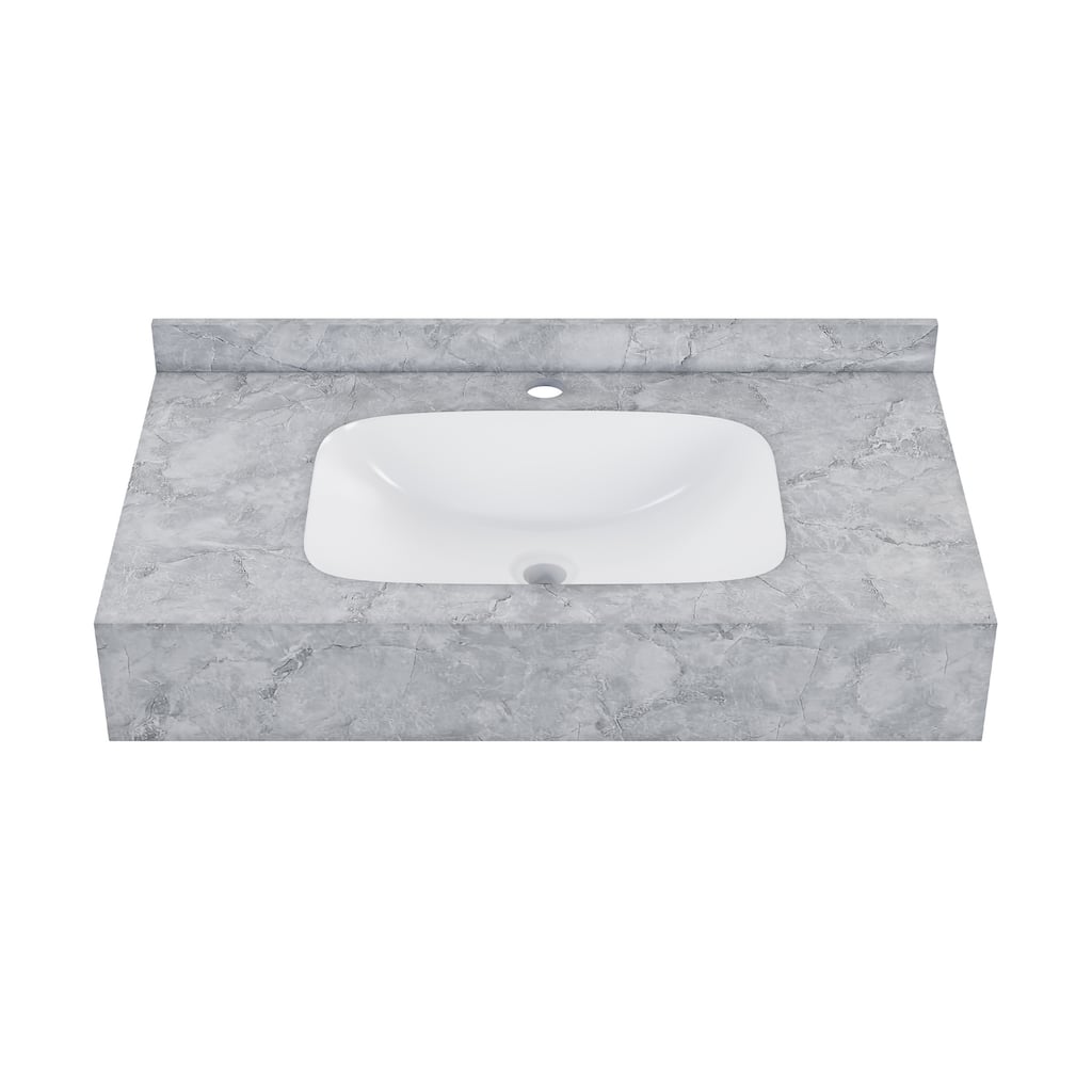 Avancer 36'' Wall Mount Sink In Storm Grey - 35.44" x 19.75" x 7.5"