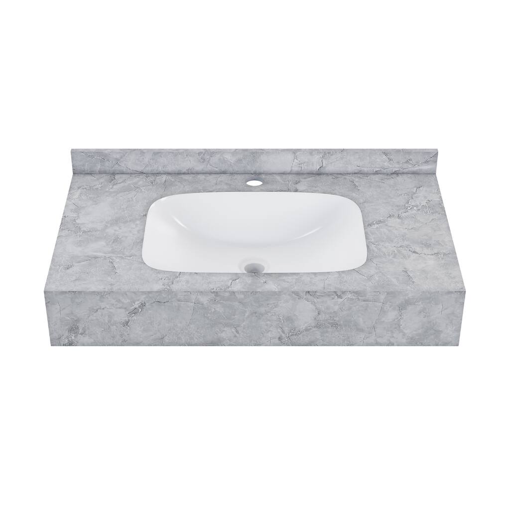 Vicenza 36'' Wall Mount Sink In Storm Grey - 35.45" x 19.7" 7.9"