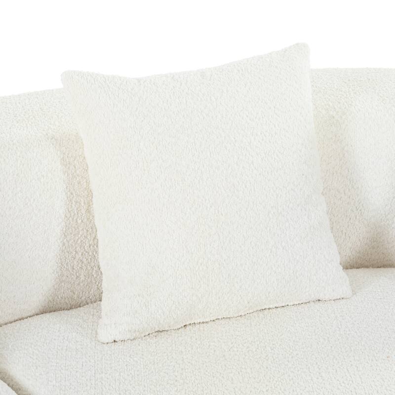 Modular Curved Sectional Sofa, Chenille Fabric Sofa with 4 Pillows, High-Density Compressed Sponge Deep Seat Sofa