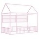 preview thumbnail 36 of 58, Metal Bed House Bed Frame with Fence and Shelves