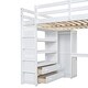 preview thumbnail 15 of 28, Full Size Loft Bed with Built-in Wardrobe and Storage Shelves, Solid Wood Loft Bedframe with Bulit-in Desk and 2 Storage Drawers