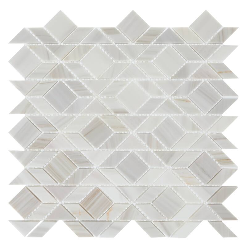Daltile Pietra Divina Marble Natural Stone Framework Mosaic in Honed Namaste (10 PC Per Carton) (10.40 SQFT Per Carton)