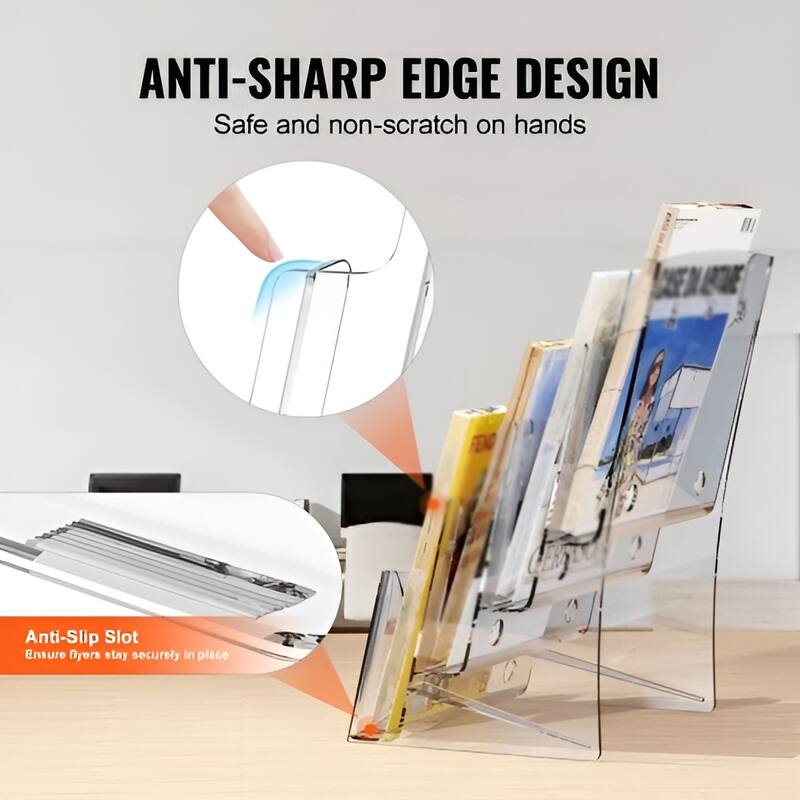 4-Tier Acrylic Flyer Holder 8.5x11, Wall Mount or Counter Stand - 9.25 x 7.87 x 13.39 in