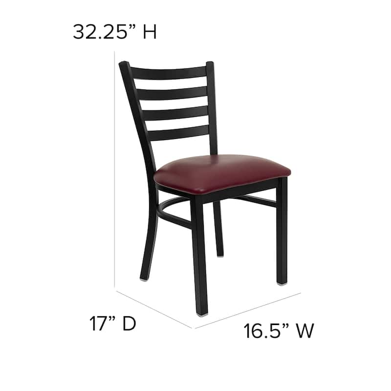 Commercial Grade Modern Metal Ladder Back Restaurant Dining Chair - 16.5"W x 17"D x 32.25"H