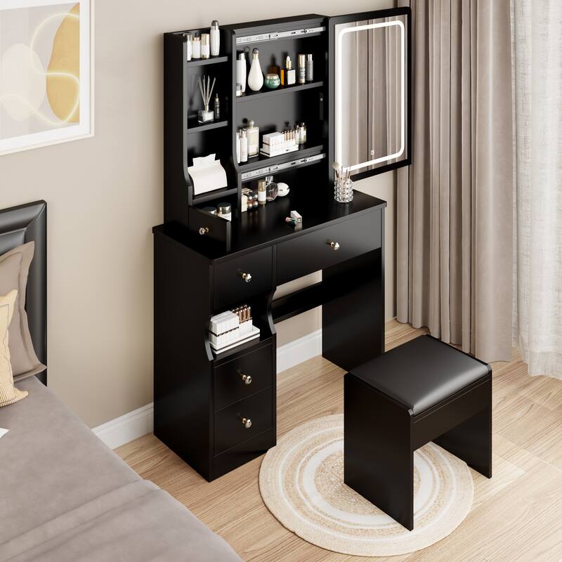 Left Drawer Desktop Makeup Vanity Table