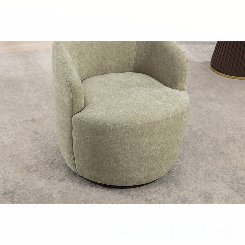 Chenille Swivel Barrel Chair