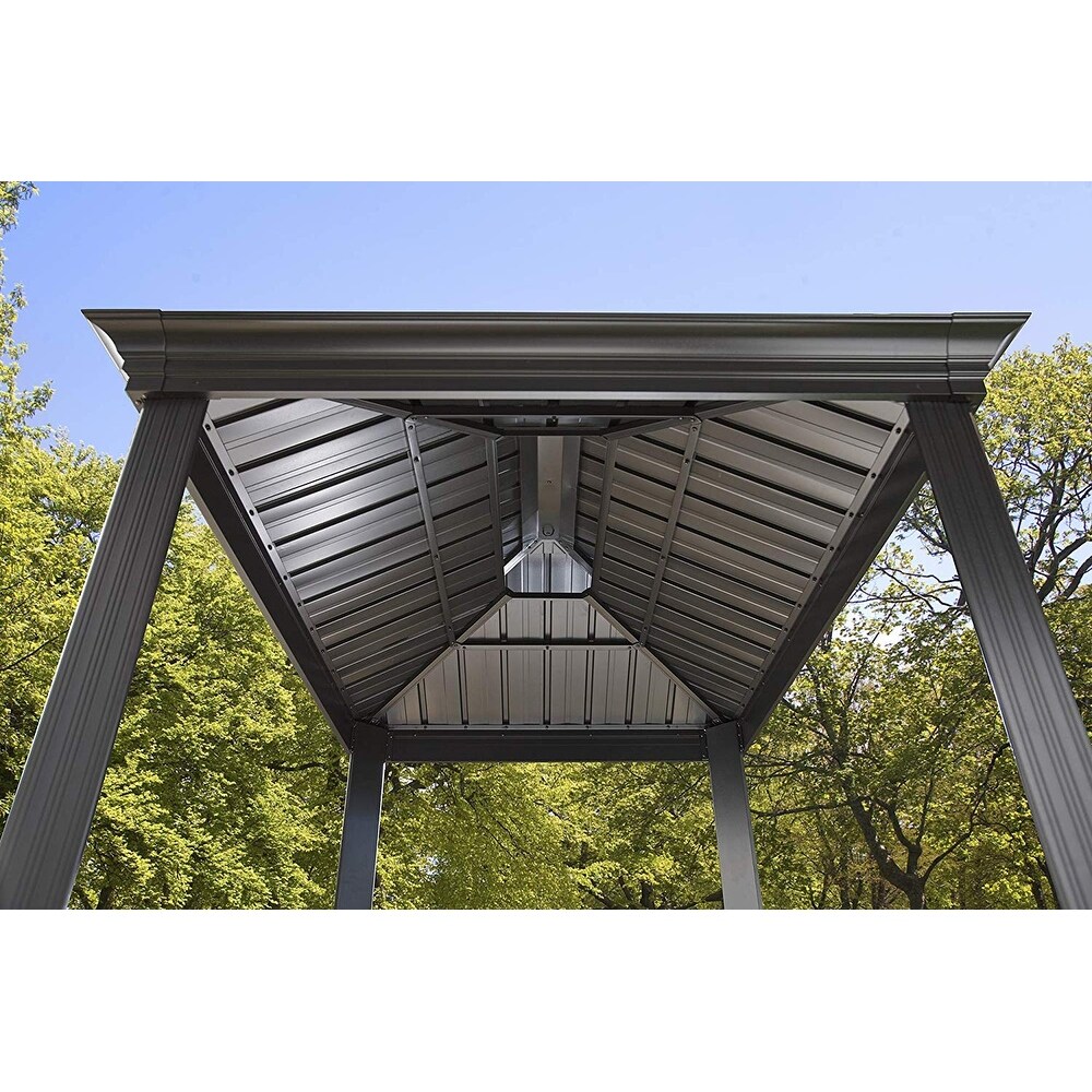 Shop Sojag Outdoor 6 X 8 Messina Steel Hardtop Gazebo With Shelving 8 L X 6 W X 9 H Overstock 29745640