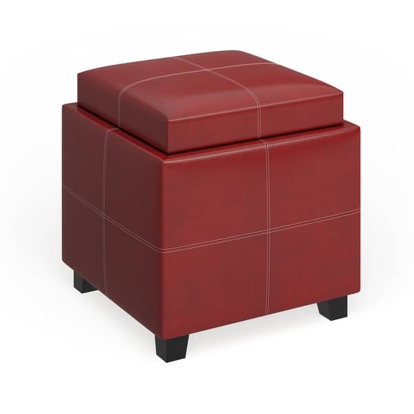 slide 1 of 21, Porch & Den Heatherbush Storage Ottoman with Reversible Tray Red