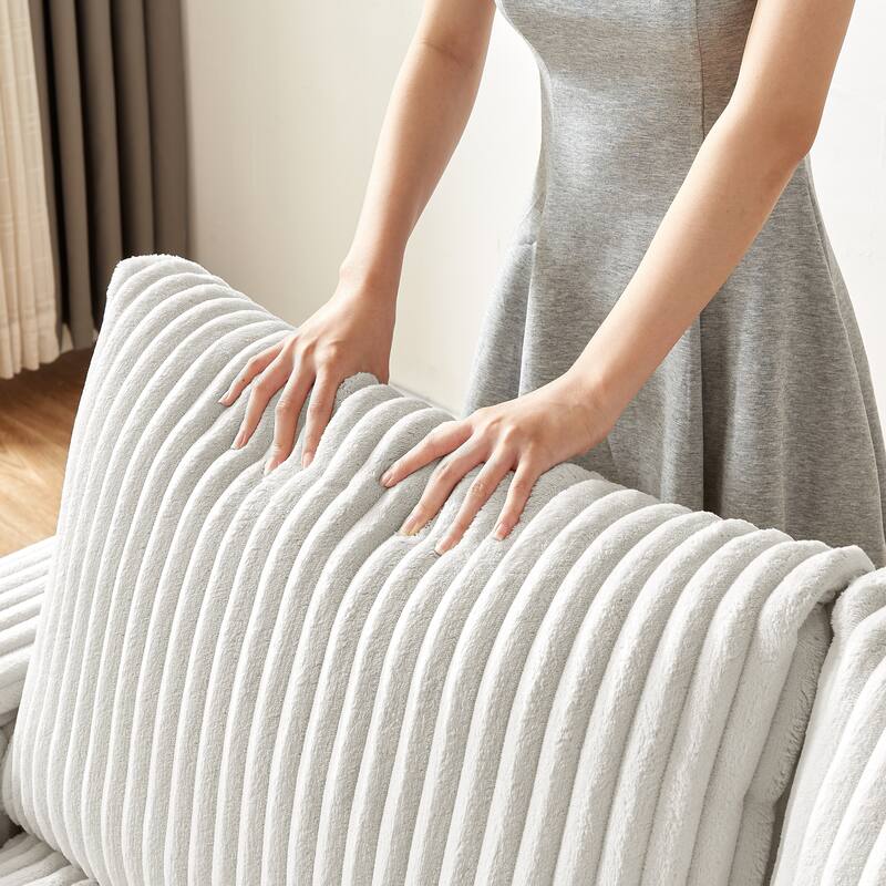 Plush Corduroy Loveseat Sofa Couch with Spacious Armrest Storage and USB Charging Port for Living Room and Office