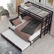 preview thumbnail 13 of 17, Twin Over Pull-Out Bunk Bed with Trundle, Solid Wood Twin Over Twin/Double Twin Bunk Bed with Ladder and Full-Length Guardrail