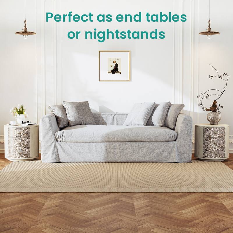 SUNBURY Round 3-Drawers Nightstand Accent Storage Cabinet