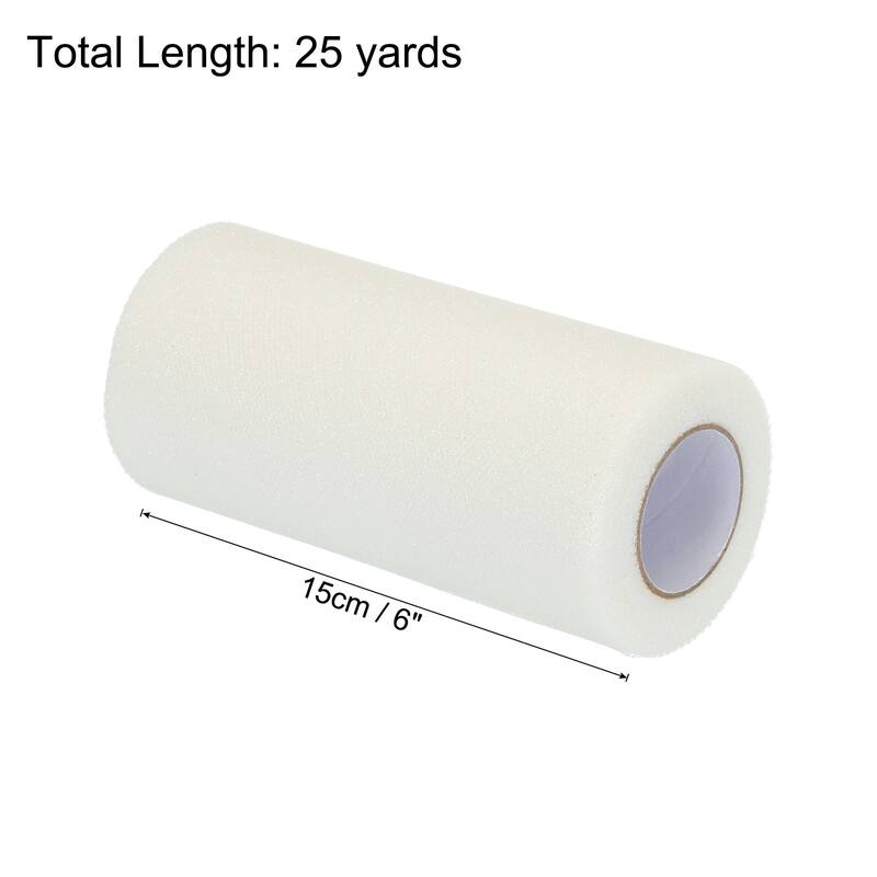 6" Sequin Tulle Ribbon Rolls Glitter Sparkly Netting Fabric for Gift - Beige - 25 Yards