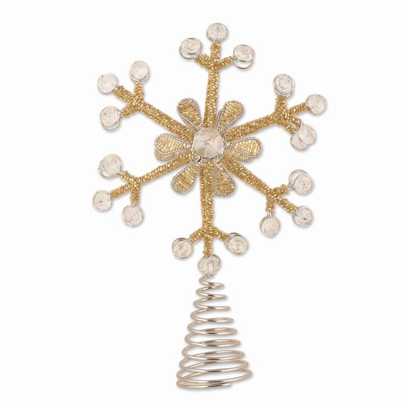 Novica Handmade Sparkling Holiday Beaded Tree Topper