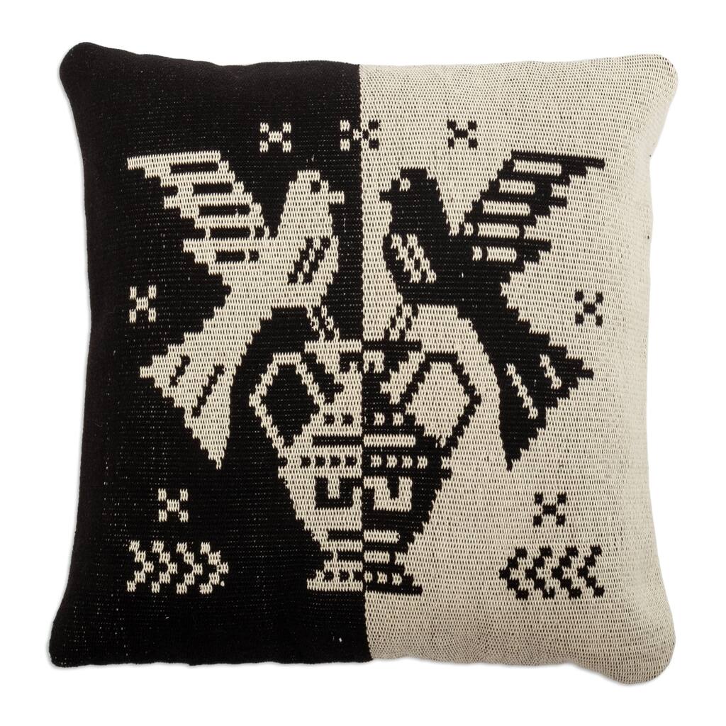 Novica Handmade Birds In Black Cotton Blend Cushion Cover