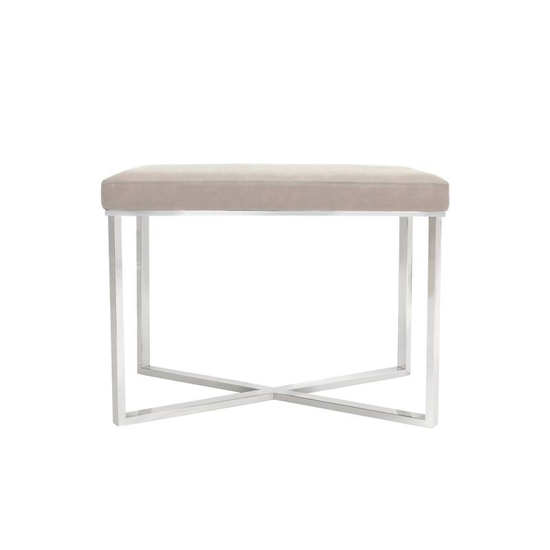 Pasargad Home Luxe Stool with Stainless Steel Base