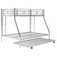 preview thumbnail 11 of 10, Industrial Modern Twin over Full Bed with Sturdy Steel Frame, Twin Trundle, Two-Side Ladders and Full-length Guardrails, White