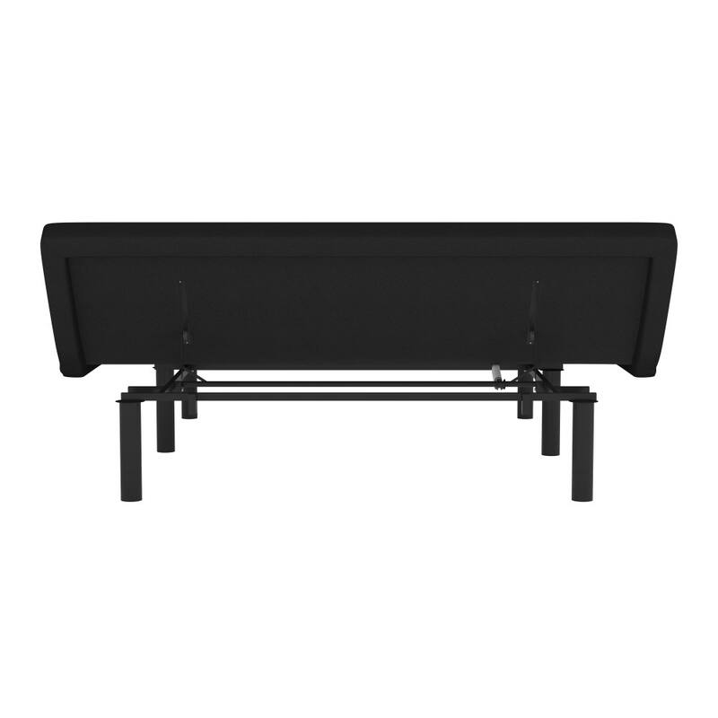 Upholstered Adjustable Bed Base with Wireless Remote in Black
