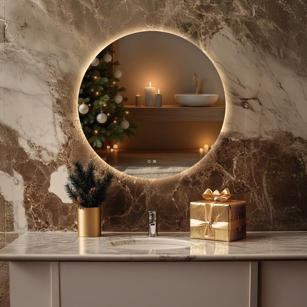 slide 2 of 6, Cassiopeia Round Illuminated Vanity Mirror with light
