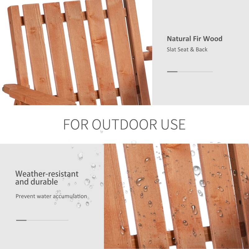 Outsunny Outdoor Patio Wooden Double Chair Garden Bench with Middle Table & Natural Weather-Fighting Materials - 60" x 28" x 31