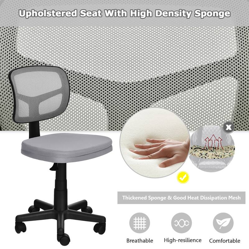 Costway Armless Office Chair Adjustable Swivel Computer Mesh Desk - See details