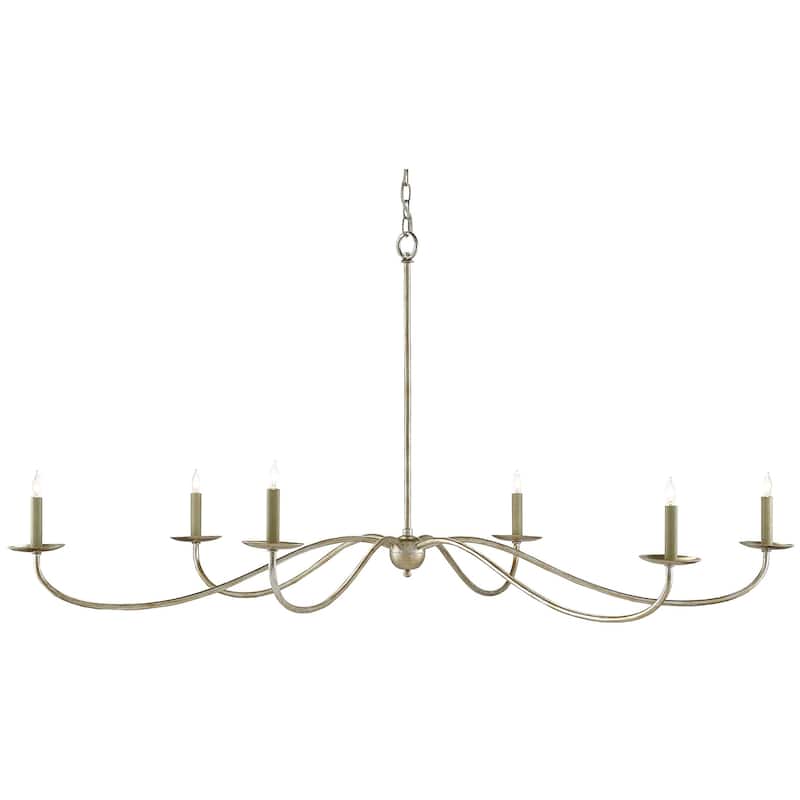 Currey & Company Saxon Silver Chandelier - 29"h x 63"dia - 29"h x 63"dia - Silver Granello