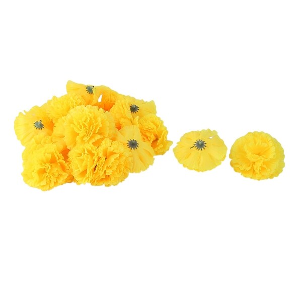 Wedding Party Fabric Artificial Carnation Flower Heads DIY Craft Decor Yellow 20pcs