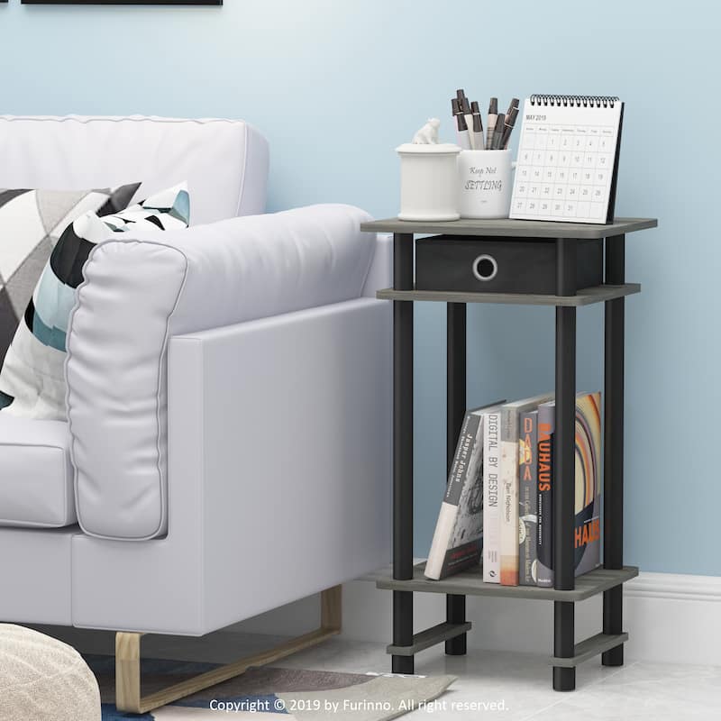 Furinno Turn-N-Tube Tall End Table with Bin