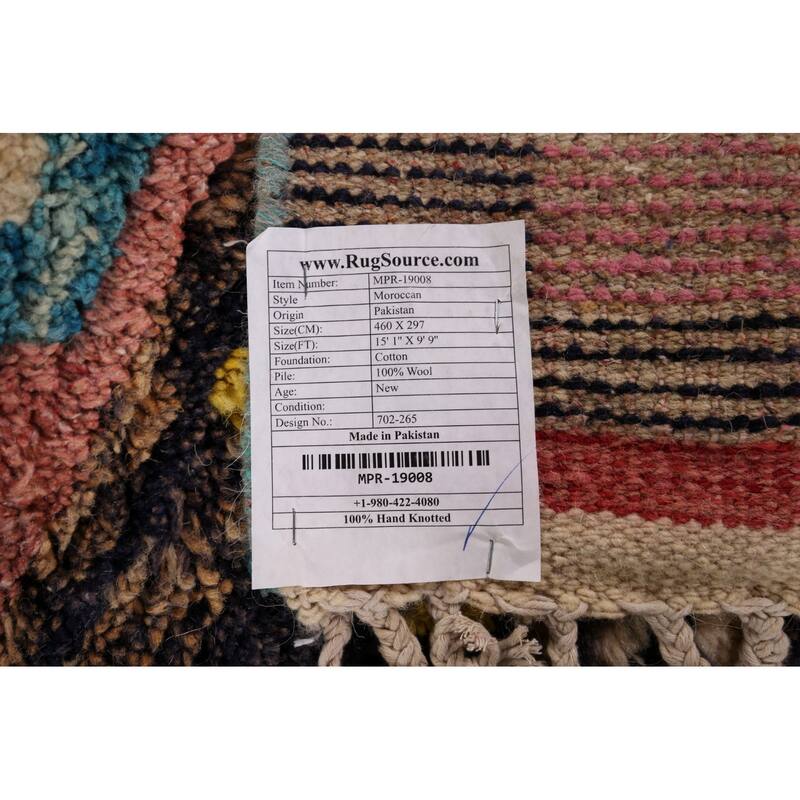 All-Over Black Plush Large Moroccan Area Rug Handmade Wool Carpet - 9'9" x 15'1"