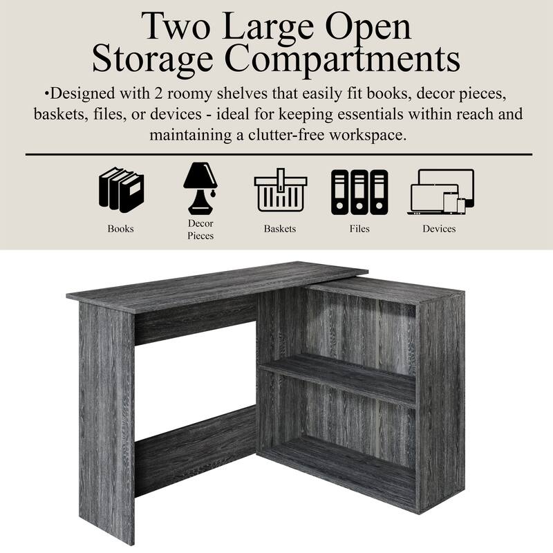 CraftPorch Contemporary L-Shape Writing Desk with Cabinet