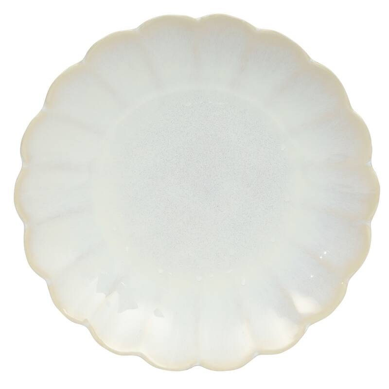 Gibson Elite Malibu Shore 16 Piece Scallop Stoneware Reactive Glaze (Service for 4) Ceramic Plates and Bowls Dinnerware Set