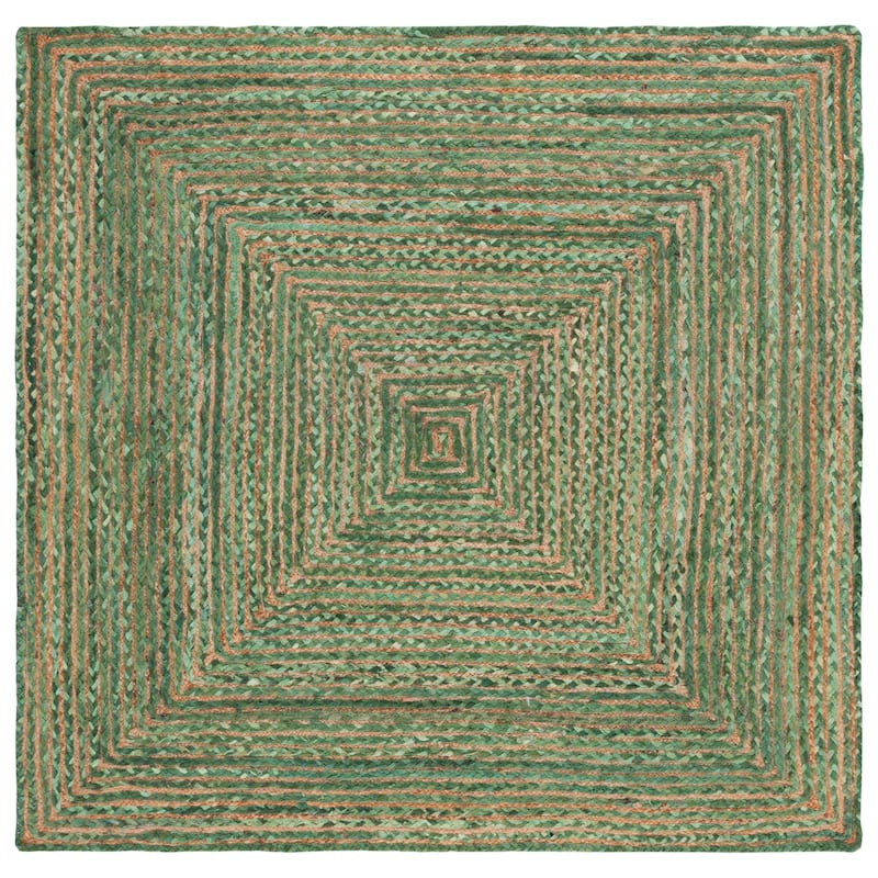 SAFAVIEH Handmade Cape Cod Marget Boho Coastal Jute Rug - 3' Square - Green/Natural - Square