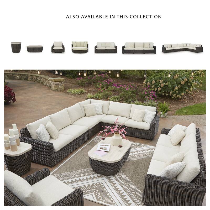 Signature Design by Ashley Kimora Brown/Beige Brown Outdoor Swivel Lounge Chair - 40" W x 39" D x 36.88" H