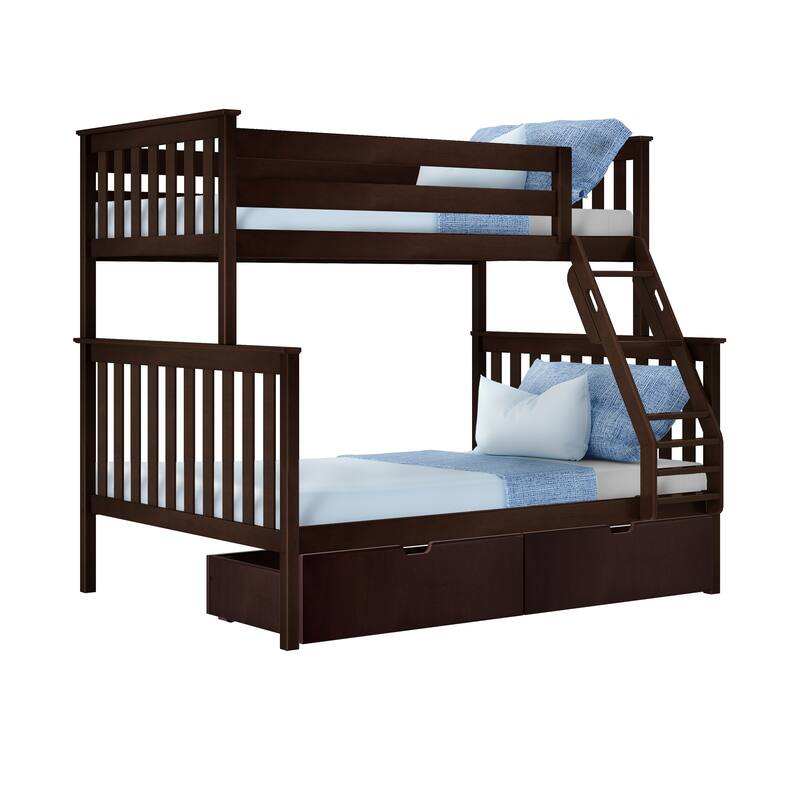 Max and Lily Twin over Full Bunk Bed with Under Bed Storage Drawers
