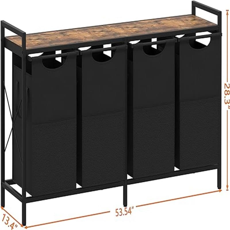 4 Gal Laundry Basket with Large Desktop Sorter for Laundry Room organization - 53.5"L x 13.39"W x 28.27"H